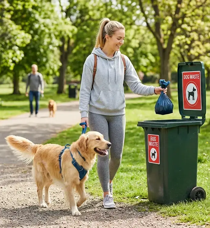 throwing away dog poop